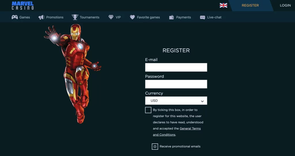 marvel casino rejestracja