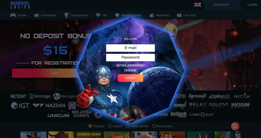 marvel casino login